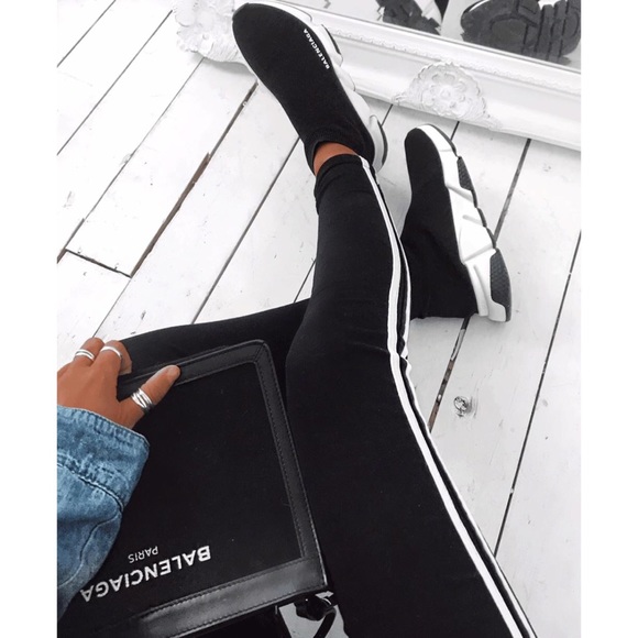 Black Side Stripe High Waist Jeggings - Picture 3 of 6